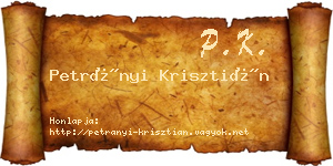Petrányi Krisztián névjegykártya