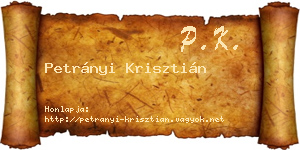 Petrányi Krisztián névjegykártya